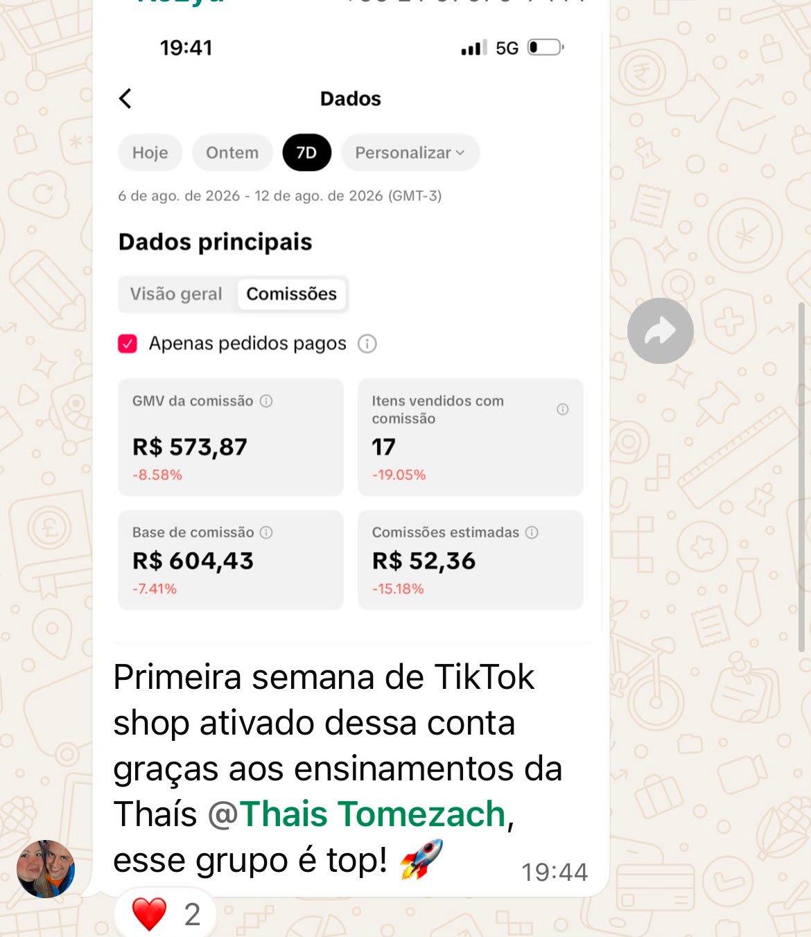 Depoimento de Kezia — aluna da Thais