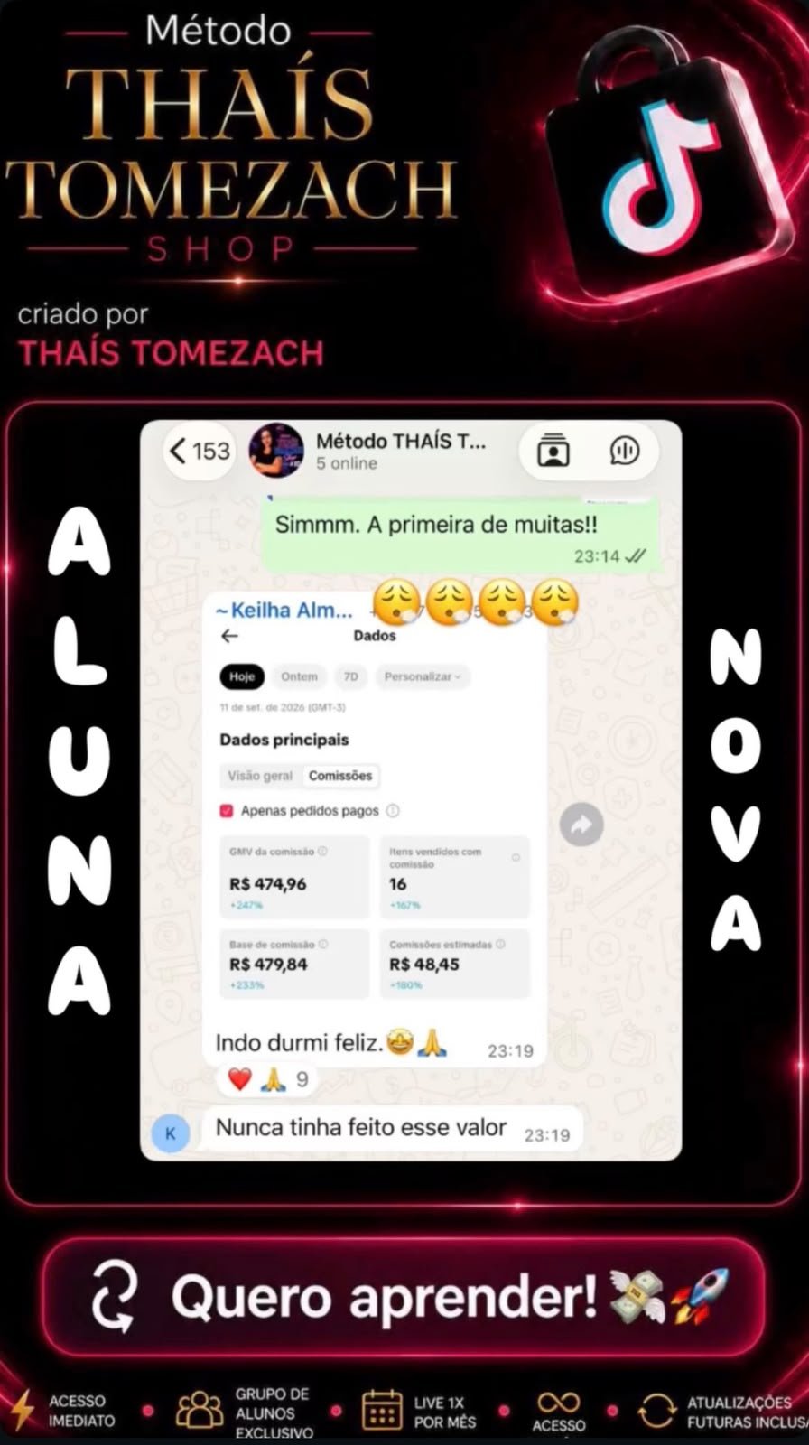 Print de resultado de uma aluna da Thais