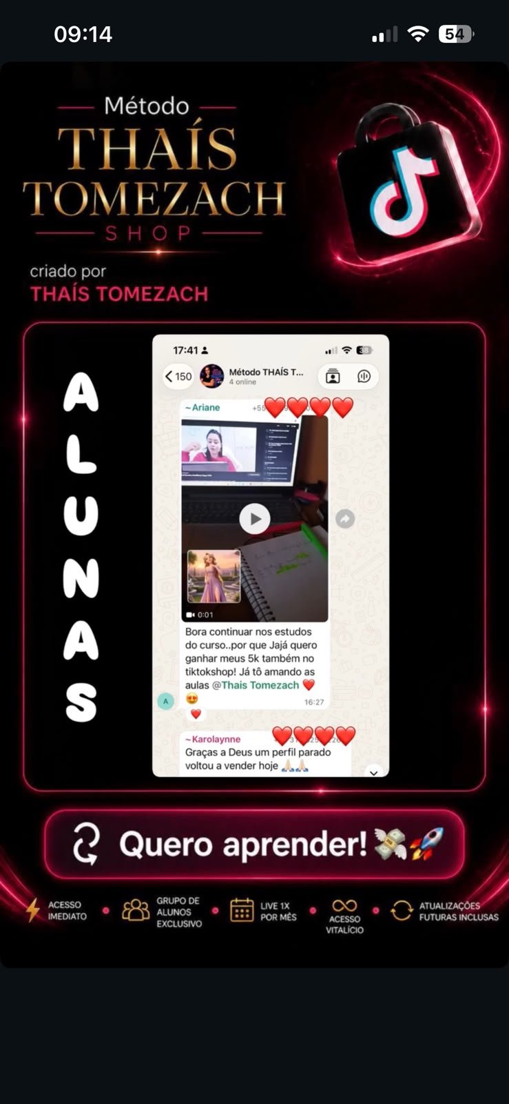 Print de resultado de uma aluna da Thais