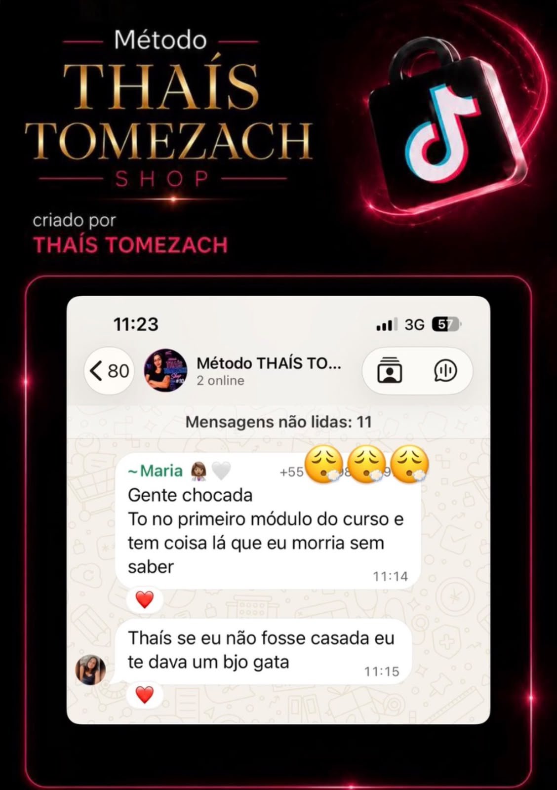 Print de resultado de uma aluna da Thais
