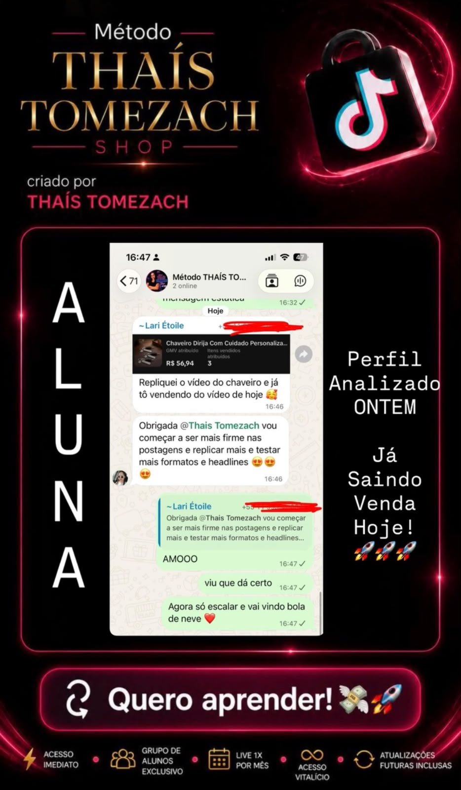 Print de resultado de uma aluna da Thais